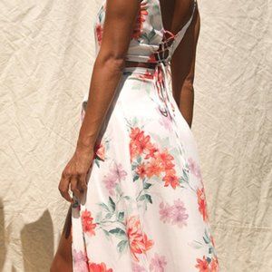 Two-Piece Floral Print Maxi Dress - Large